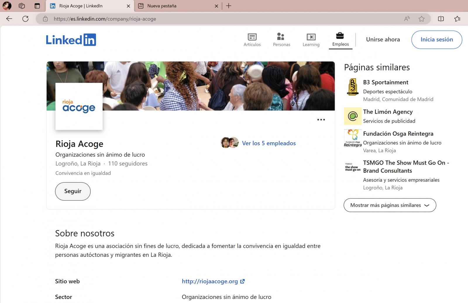 ¡Rioja Acoge cuenta con un perfil en LinkedIn!