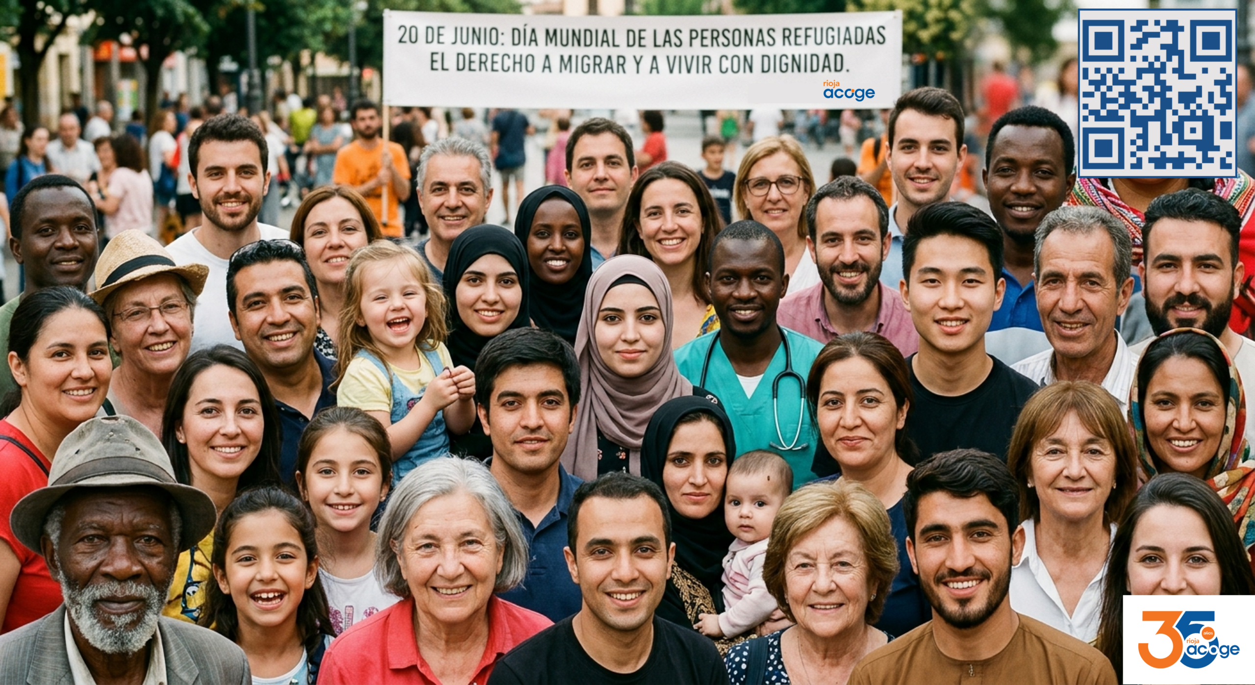Composición fotográfica de rostros de personas diversas en género, etnia, origen...