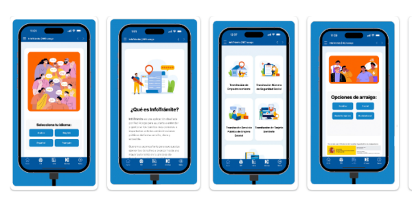 Pantallas de la app InfoTrámite de Red Acoge