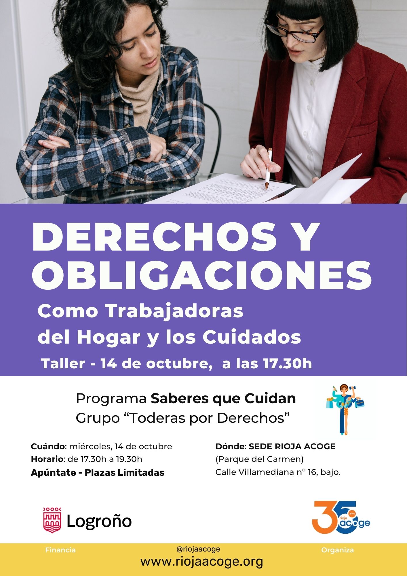 Taller derechos y deberes trabajadoras del hogar y los cuidados en Rioja Acoge